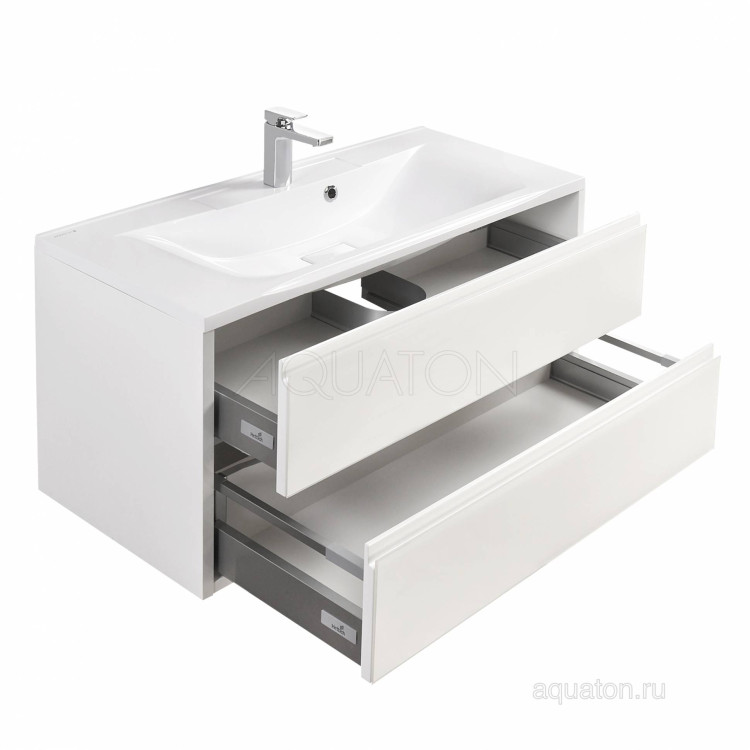 Тумба под раковину Aquaton Римини 100 белый глянец 1A232801RN010 NEW