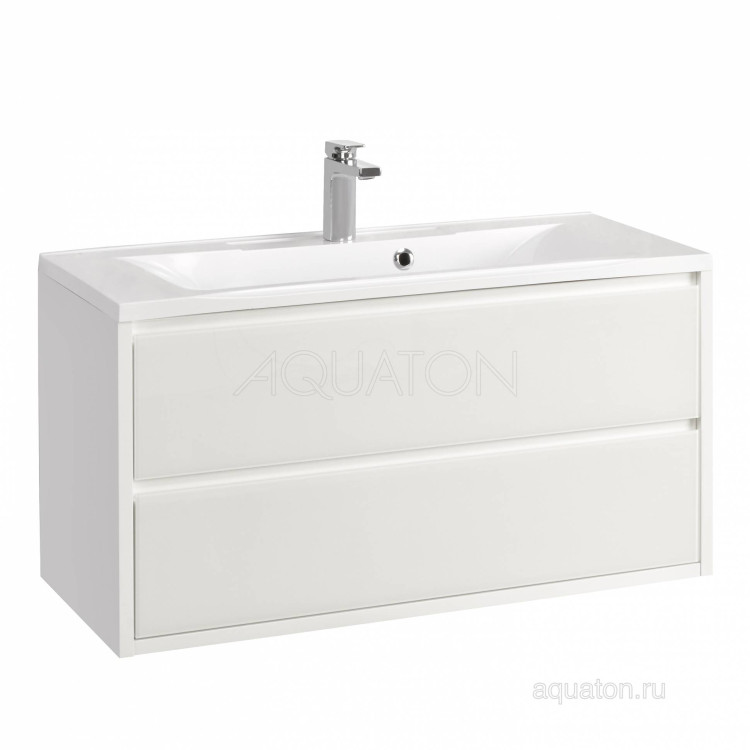 Тумба под раковину Aquaton Римини 100 белый глянец 1A232801RN010 NEW