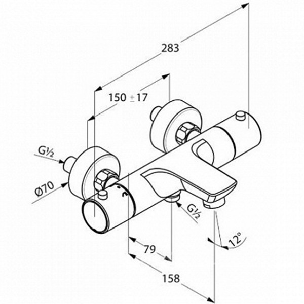 Смеситель для душа Kludi Objekta 352010538 с термостатом