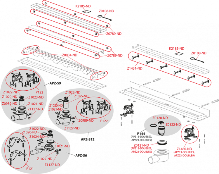 Водоотводящий желоб Alcadrain APZ13 Modular