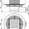Сливной трап 105×105/50 мм боковой сток, решетка из нержавеющей стали, гидрозатвор мокрый Alcadrain APV1311