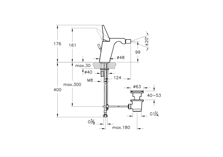 Смеситель Memoria для биде с донным клапаном, цвет хром