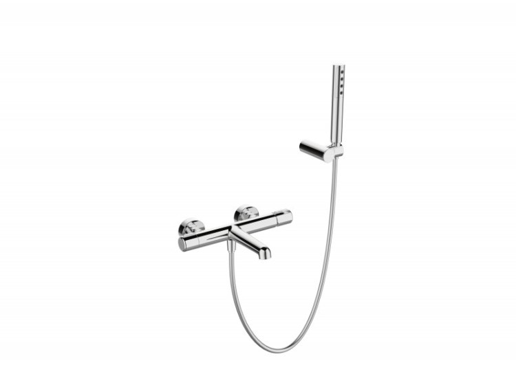 Смеситель для ванны и душа в комплекте с ручным душем, шлангом и держателем Cezares UNO-VASM/DFS-ORO