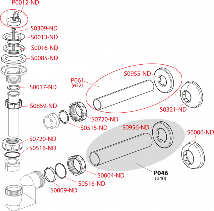 Сифон для умывальника и биде DN40 пластик Alcadrain A45F-DN40