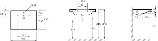 Подвесная раковина 74 х 54.5 см Jacob Delafon ODEON UPE4494-00