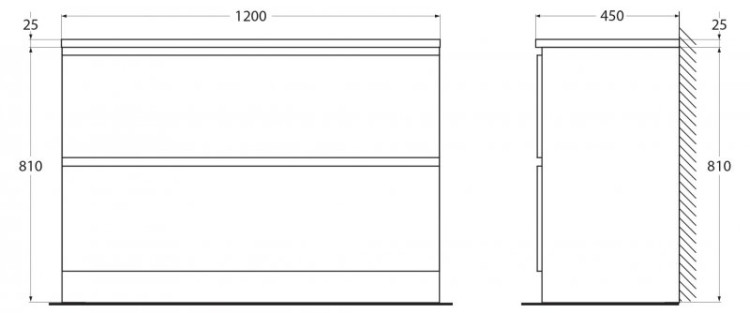 Раковина из литьевого мрамора, 1200х455х145 Cezares BB1200/455-LV-MR-ALR