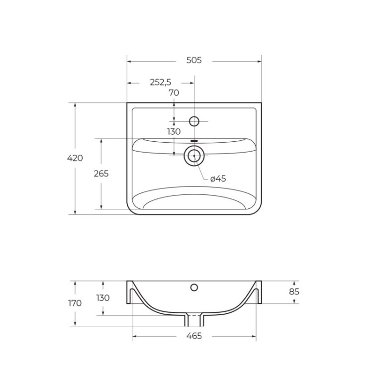 Керамическая раковина, 500x415x160 BelBagno 19050