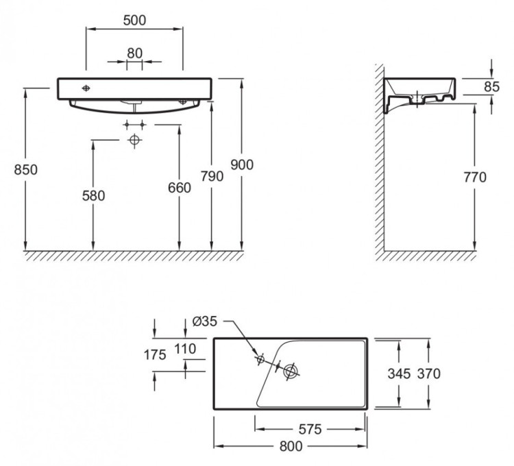 Раковина Jacob Delafon Rythmik 80 EXP112-00