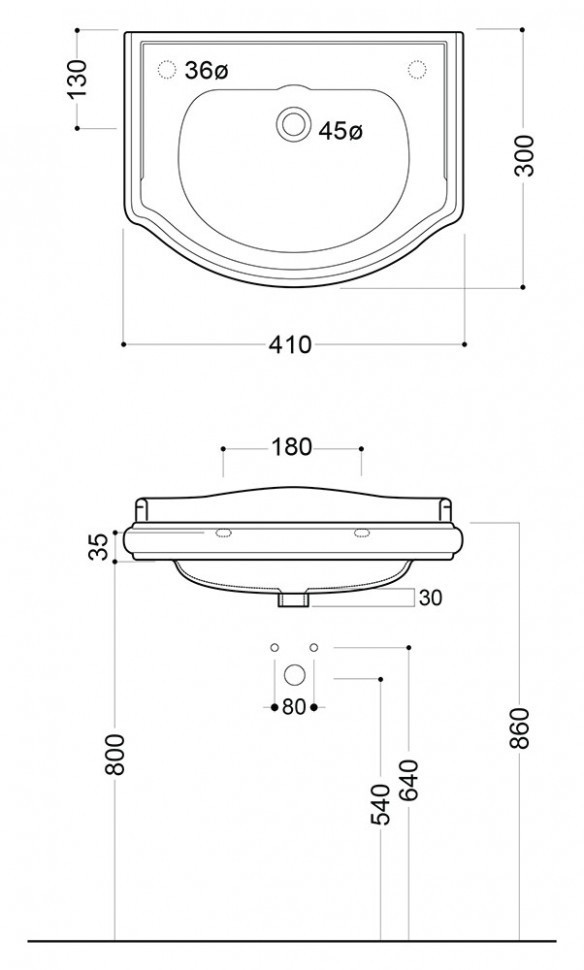 Раковина Kerasan Retro 41 1033