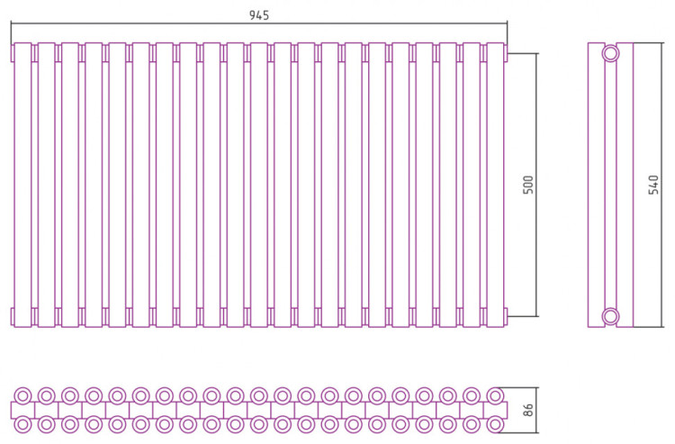 Отопительный радиатор Сунержа Эстет-00 500х945 21 секция Состаренная бронза