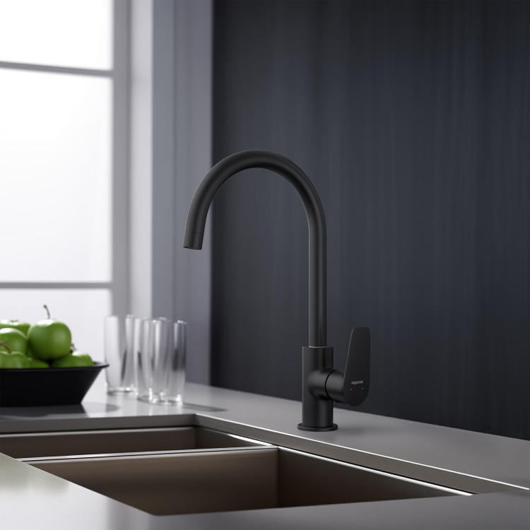 Смеситель для кухни Aquatek, матовый черный AQ1182MB БЕТТА