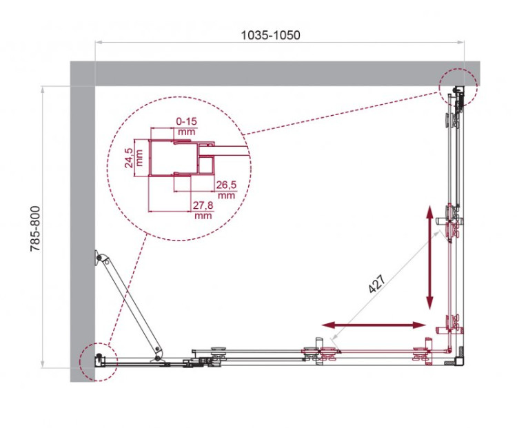 Душевой уголок BELBAGNO LUCE-AH-21 BelBagno LUCE-AH-21-140/90-C-Cr