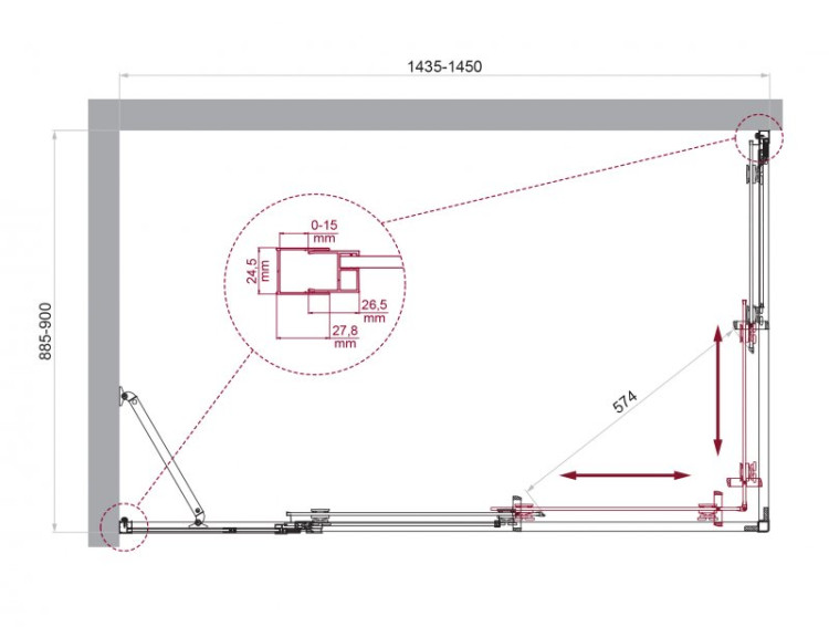 Душевой уголок BELBAGNO LUCE-AH-21 BelBagno LUCE-AH-21-140/90-C-Cr