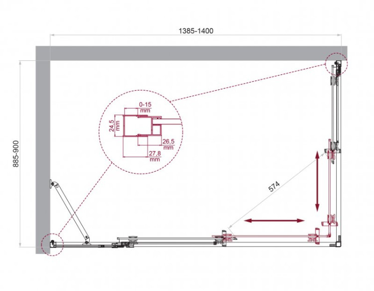 Душевой уголок BELBAGNO LUCE-AH-21 BelBagno LUCE-AH-21-140/90-C-Cr