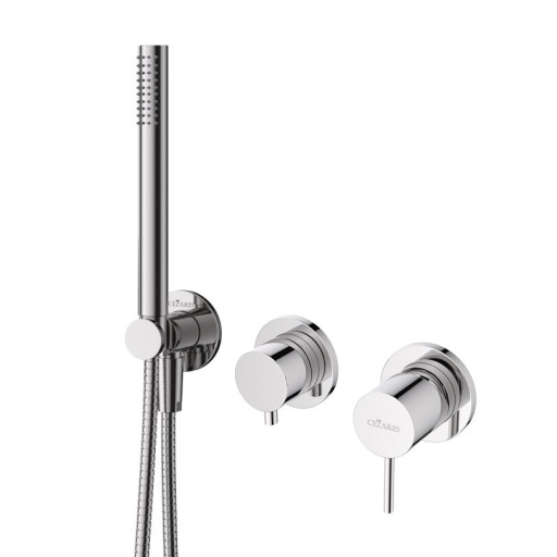 Встраиваемый смеситель для душа с переключателем на 3 выхода, в комплекте с ручным душем Cezares LEAF-DIM3-D-L-SR