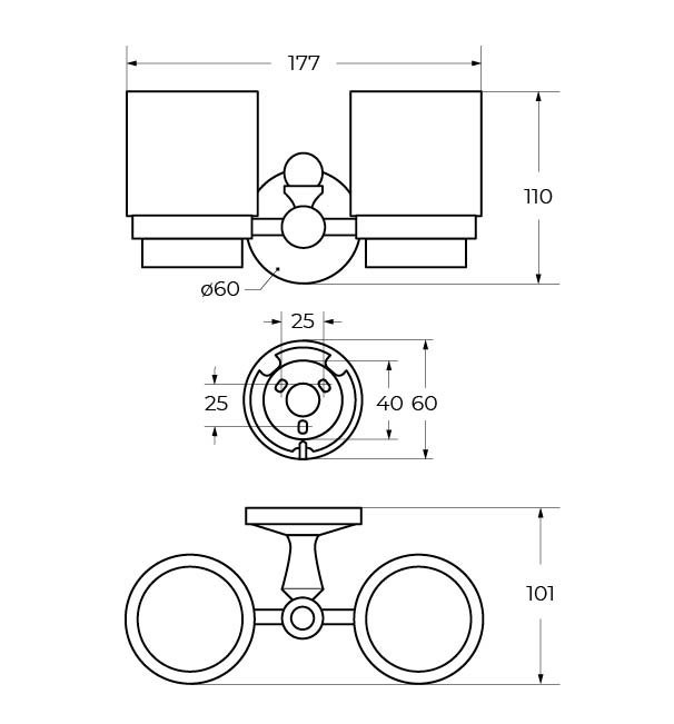 Держатель стакана двойной подвесной ART&MAX AM-E-2688SJ-Br