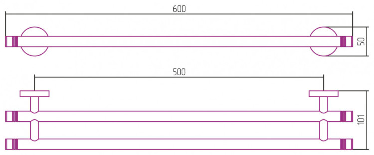 Полотенцедержатель Сунержа КАНЬОН двойной / L 600 Золото