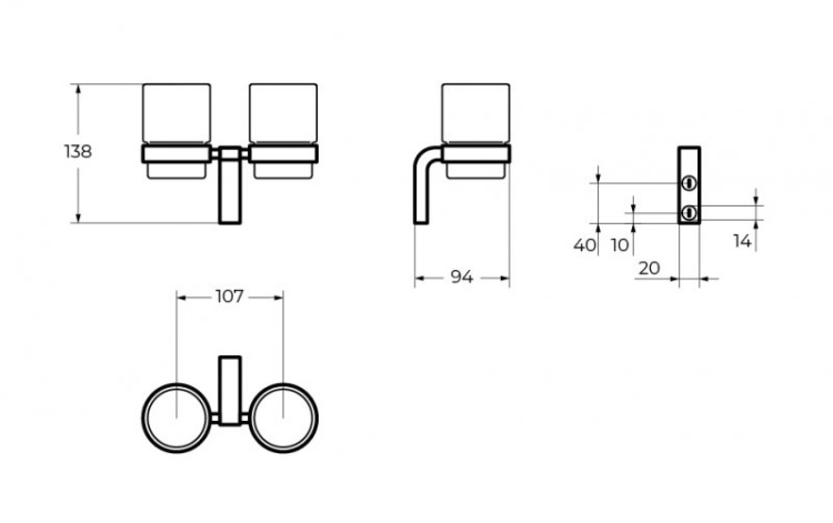 Стакан настенный двойной ART&MAX CZR-F-8930A
