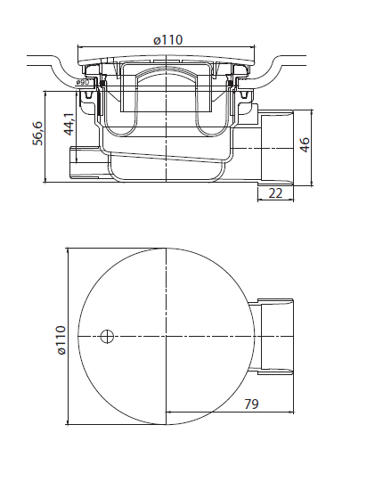Сифон для акриловых и SMC поддонов с гидрозатвором универсальный, диаметр 90 мм Cezares CZR-01-90