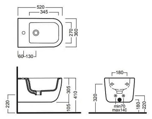 Биде Hatria Bianca Y1X501 подвесное