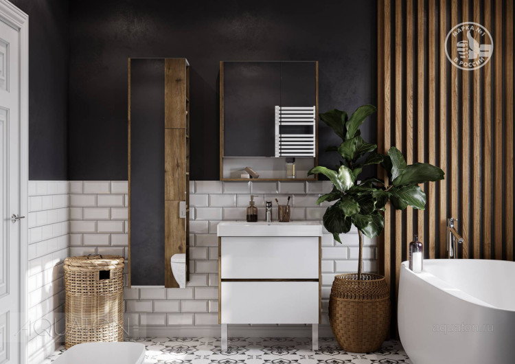 Тумба под раковину AQUATON Сканди 70 белая, дуб рустикальный 1A251801SDZ90