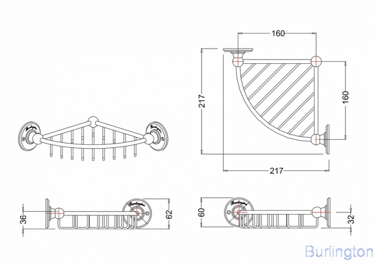 Угловая полка- решетка, низкая [A21 GOL]