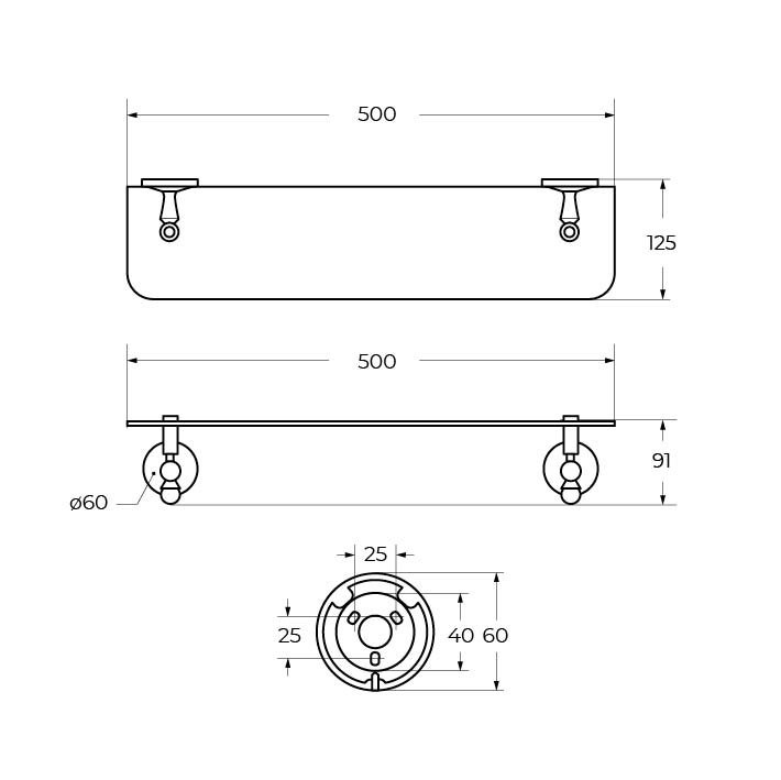 Полка стеклянная подвесная ART&MAX AM-E-2682CSJ-Br