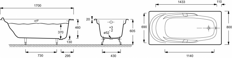 Ванна 170 х 80 см Jacob Delafon ADAGIO E2910-00