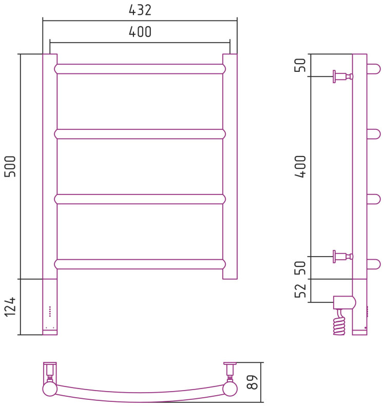 Полотенцесушитель электрический Сунержа Галант 3.0 500х400 МЭМ левый Белый