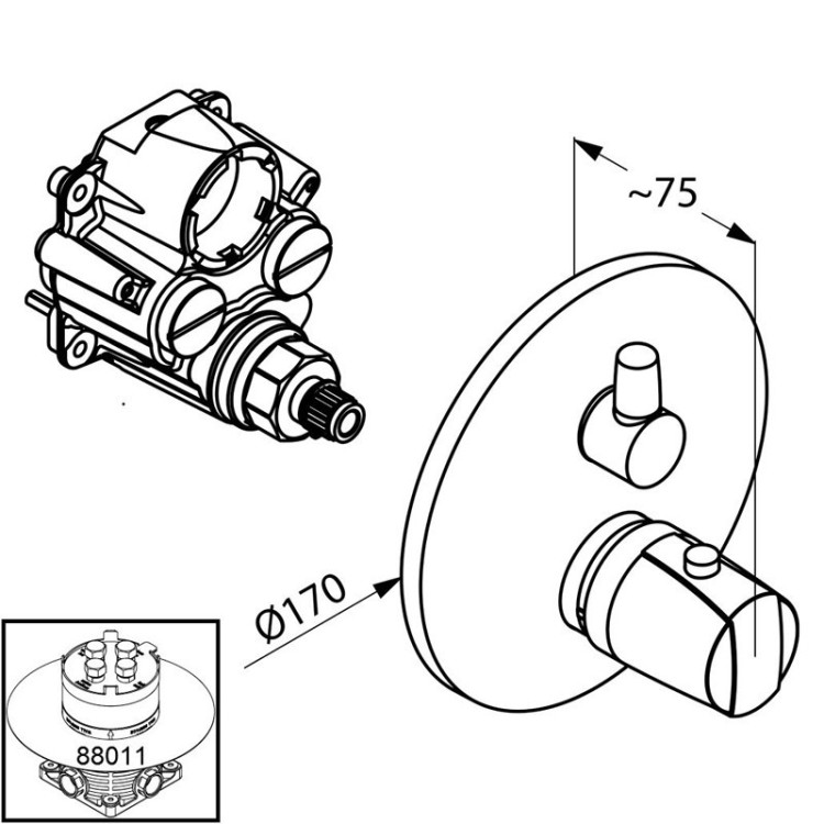 Смеситель для душа Kludi Objekta 358300538 с термостатом
