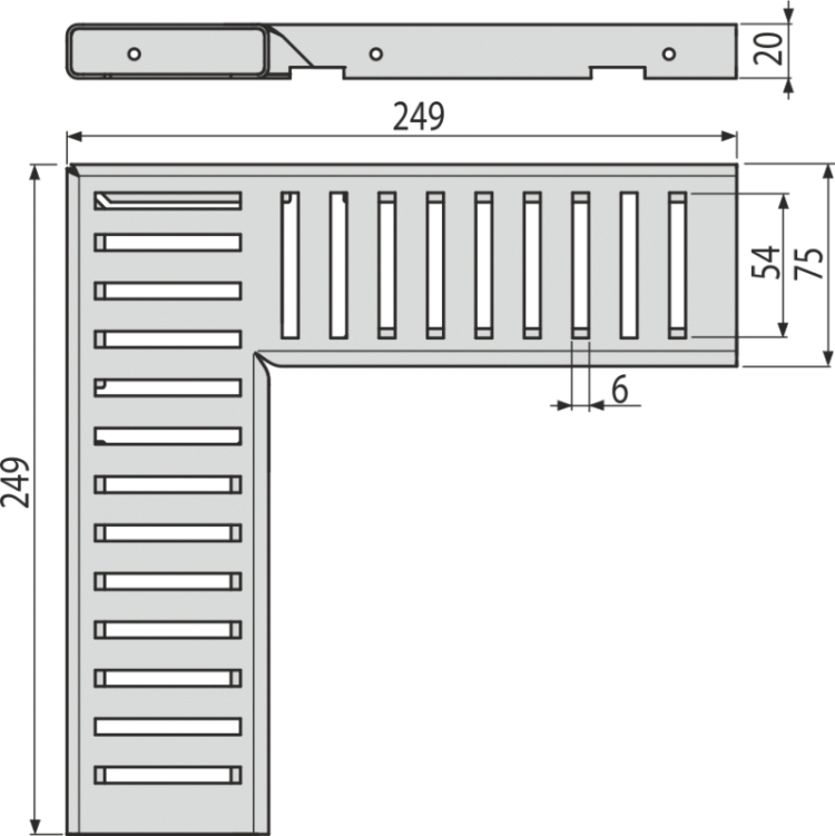Решетка для дренажного углового желоба 75 мм, нержавеющая сталь Alcadrain ADZ-R302R