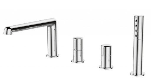 Смеситель на борт ванны с ручным выдвижным душем Cezares UNO-BVD4-CRM