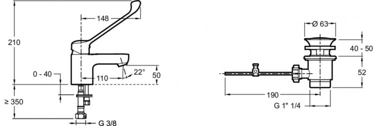 Смеситель для раковины July с донным клапаном Jacob Delafon EASY E16024-4-CP