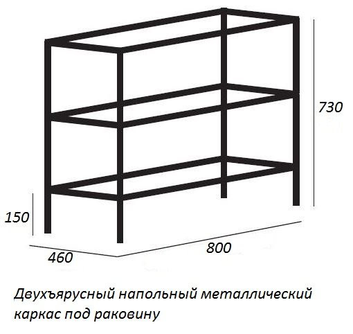 Вставка в дно сварного металлического каркаса под раковину, 76х42х1,6 Cezares CADRO-80-MENS-NERO