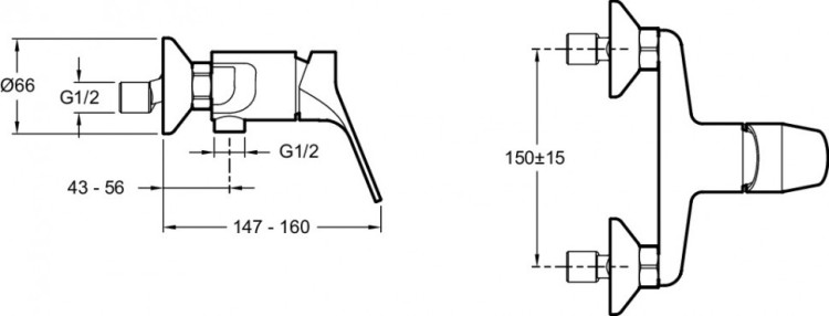 Однорычажный настенный смеситель для душа Jacob Delafon BRIVE E75765-CP
