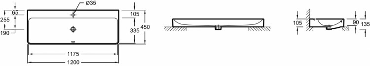 Накладная раковина 120 х 45 см, 1 отверстием для смесителя Jacob Delafon VOXEVA112-00