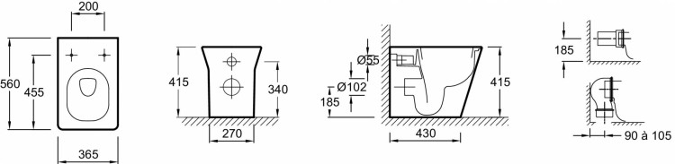 Унитаз «vario» без бачка, устанавливаемый вплотную к стене Jacob Delafon REVE E4813-00
