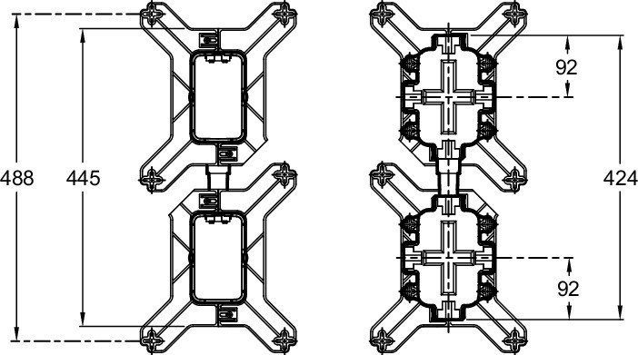 Комплект для объединения двух универсальных систем Jacob Delafon MODULO 98788D-NF