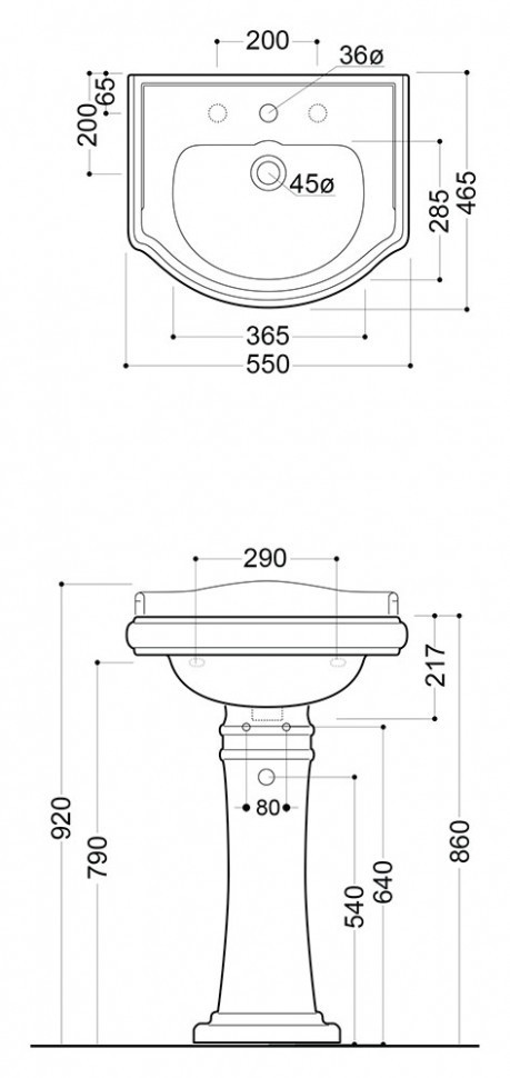Раковина Kerasan Retro 55 1045