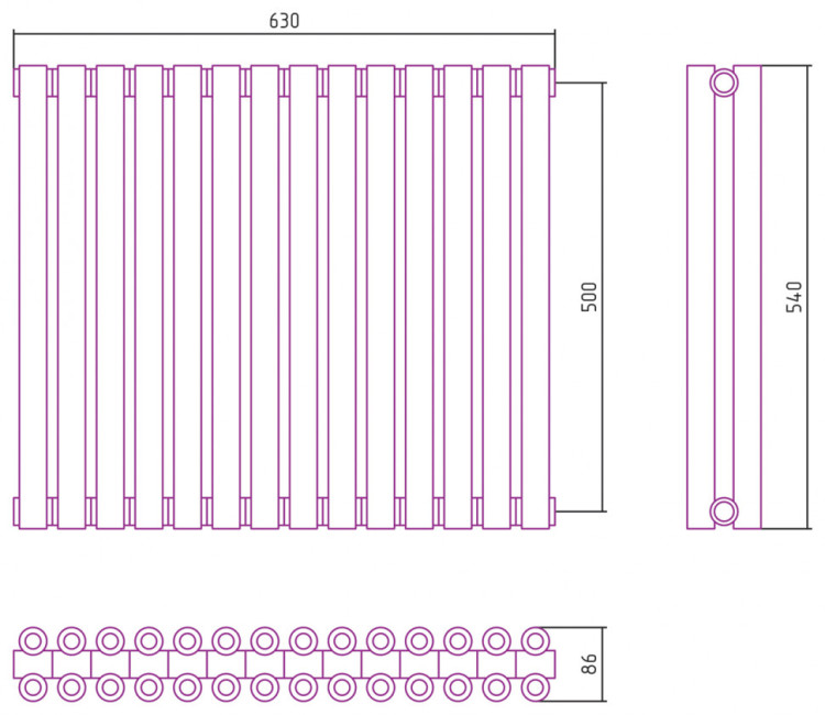 Отопительный радиатор Сунержа Эстет-00 500х630 14 секций Матовый белый
