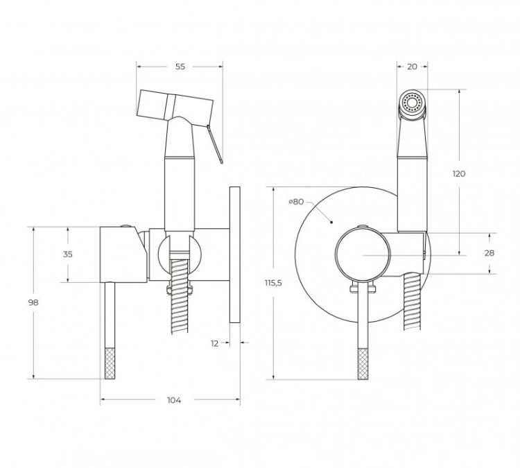 Гигиенический душ со смесителем Cezares RELAX-DIF-01
