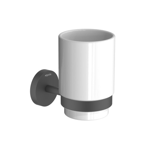 Стакан с держателем Aquatek матовый черный AQ4604MB Бетта