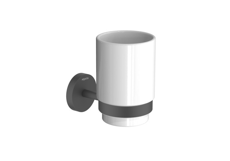 Стакан с держателем Aquatek матовый черный AQ4604MB Бетта