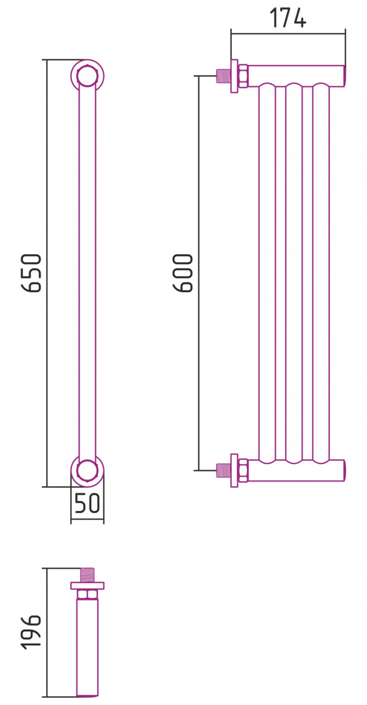 Полотенцесушитель водяной Сунержа Хорда 600х195 Белый