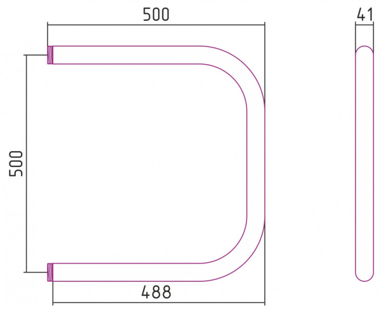 Полотенцесушитель водяной Стилье П-образный 500х500 нар. р. 1 1/4