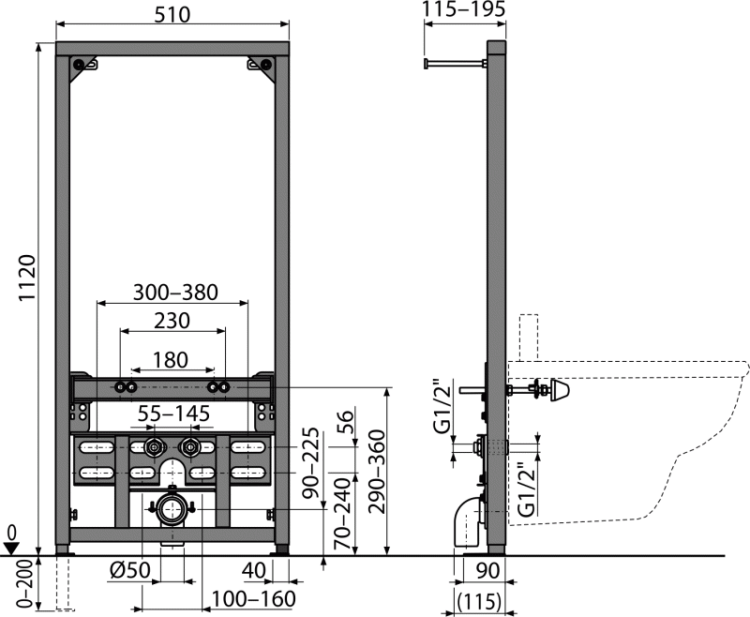 Монтажная рама для биде Alcadrain A105/1120