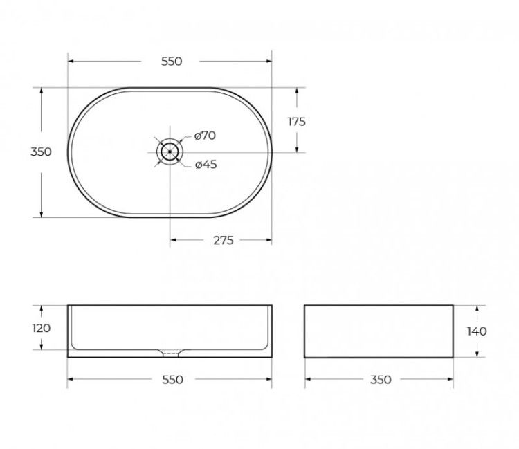 Раковина керамическая накладная, овальная BelBagno BB1048