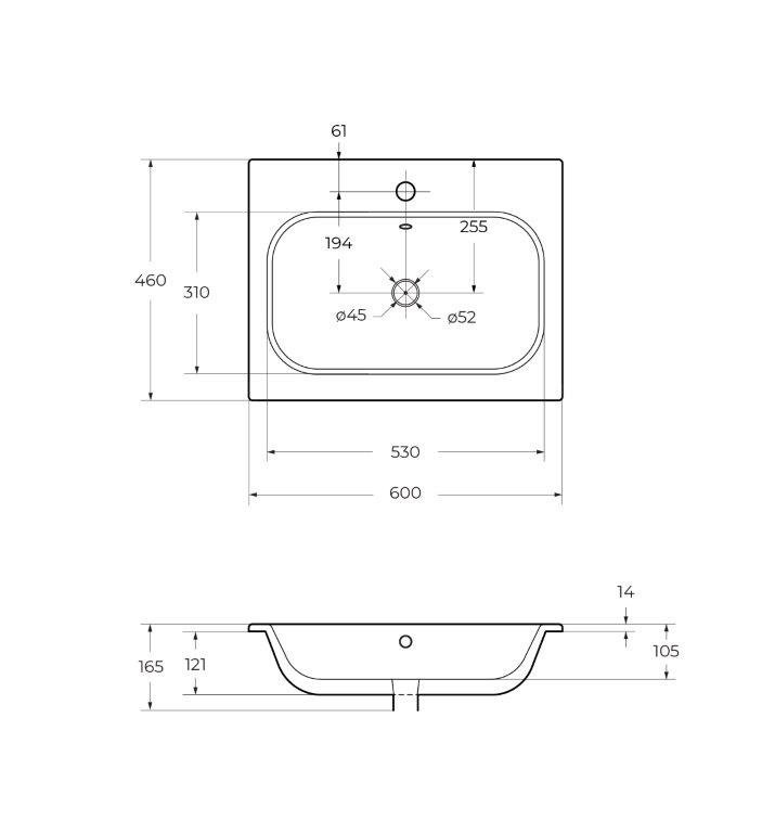 Раковина керамическая 120 см Cezares CZR-NAT-120-LVB