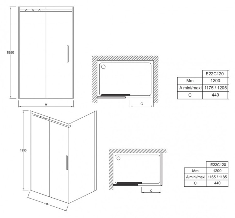 Душевая дверь Jacob Delafon Contra 120x195