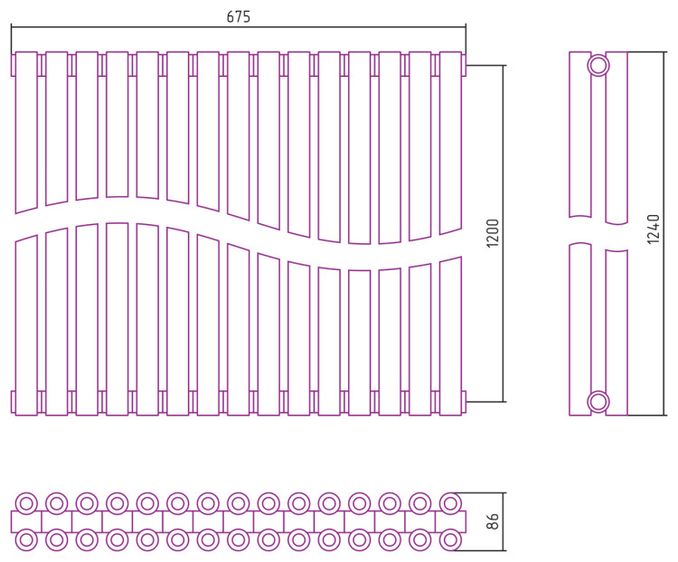 Отопительный радиатор Сунержа Эстет-00 1200х675 15 секций Матовый белый
